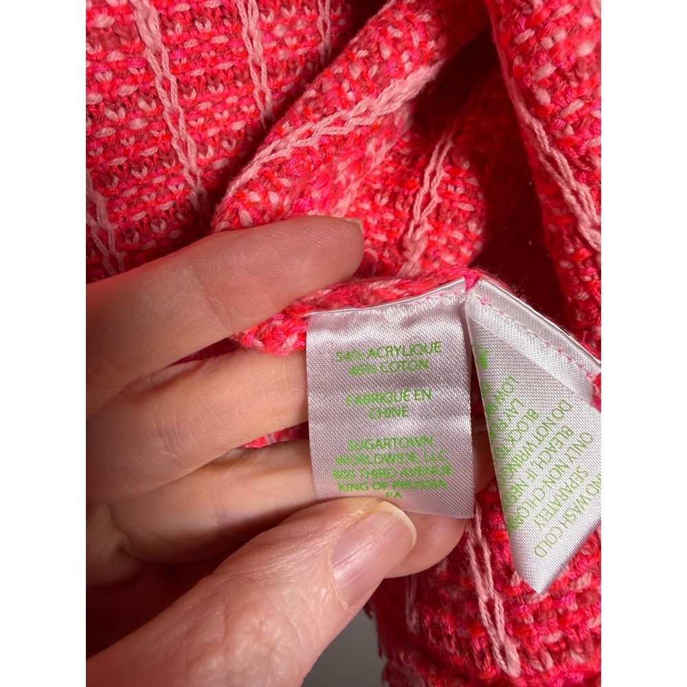 Lilly Pulitzer Simora Fringe Cardigan Spicy Coral Exotic Tweed S‎ Preppy Coastal - Picture 7 of 8